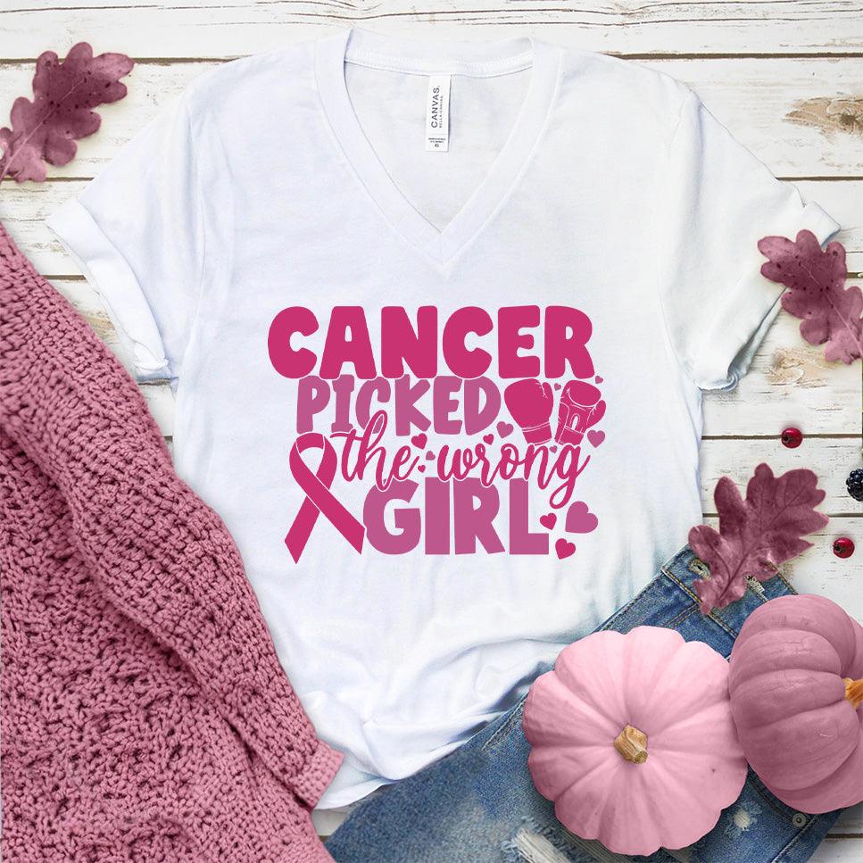 Cancer Picked The Wrong Girl Colored Edition V-Neck - Brooke & Belle