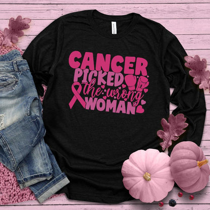Cancer Picked The Wrong Woman Colored Edition Long Sleeves - Brooke & Belle