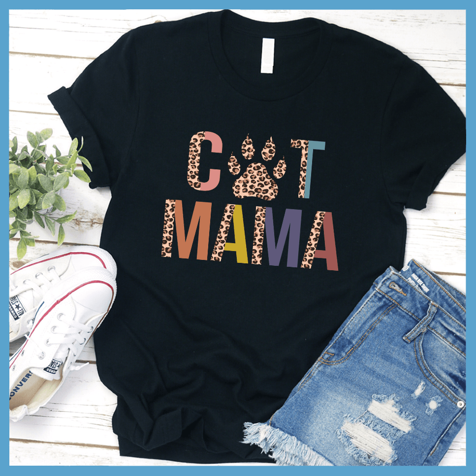Cat Mama Colored Print T-Shirt