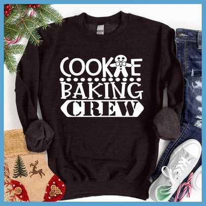 Cookie Baking Crew Sweatshirt Black - Festive 'Cookie Baking Crew' graphic on a sweatshirt for holiday bakers