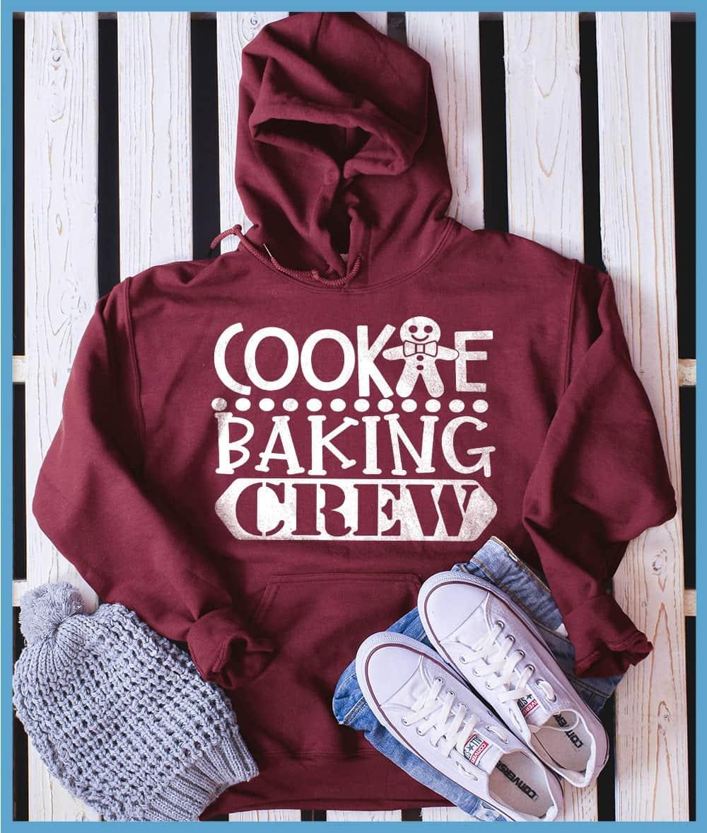 Cookie Baking Crew Hoodie Crimson Heather - Festive Cookie Baking Crew design on a cozy hoodie with skeleton chef graphic