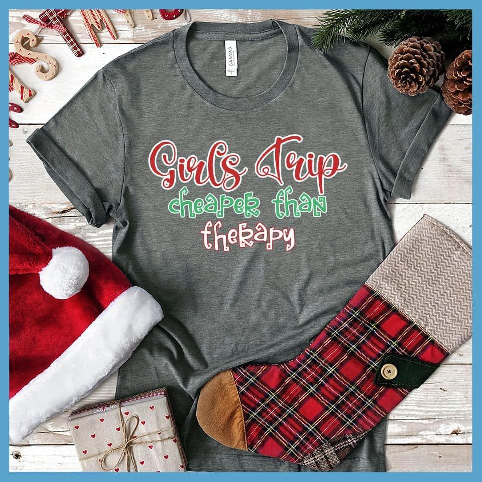 Blissfully Blessed Girls Trip Christmas Tee Fun Holiday Group Outfit Heather Grass Green Xs