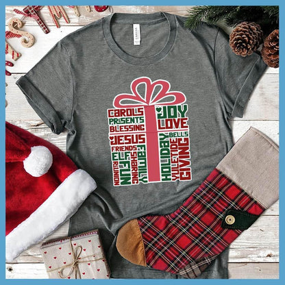Wrapped Gift Christmas Collage Colored Print T-Shirt - Brooke & Belle
