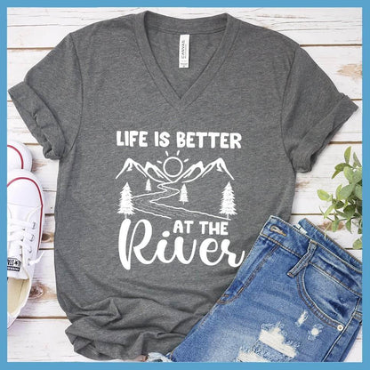 Life Is Better At The River V-neck - Brooke & Belle
