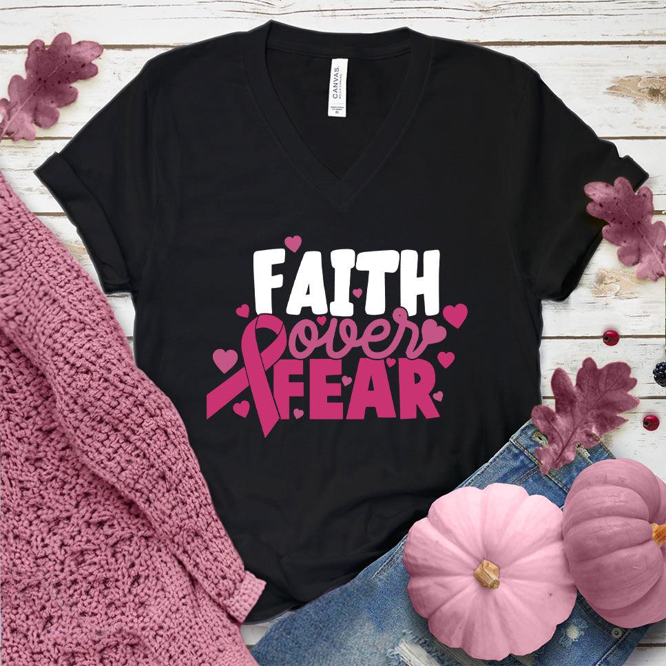 Faith Over Fear Breast Cancer Awareness Colored Edition V-Neck - Brooke & Belle