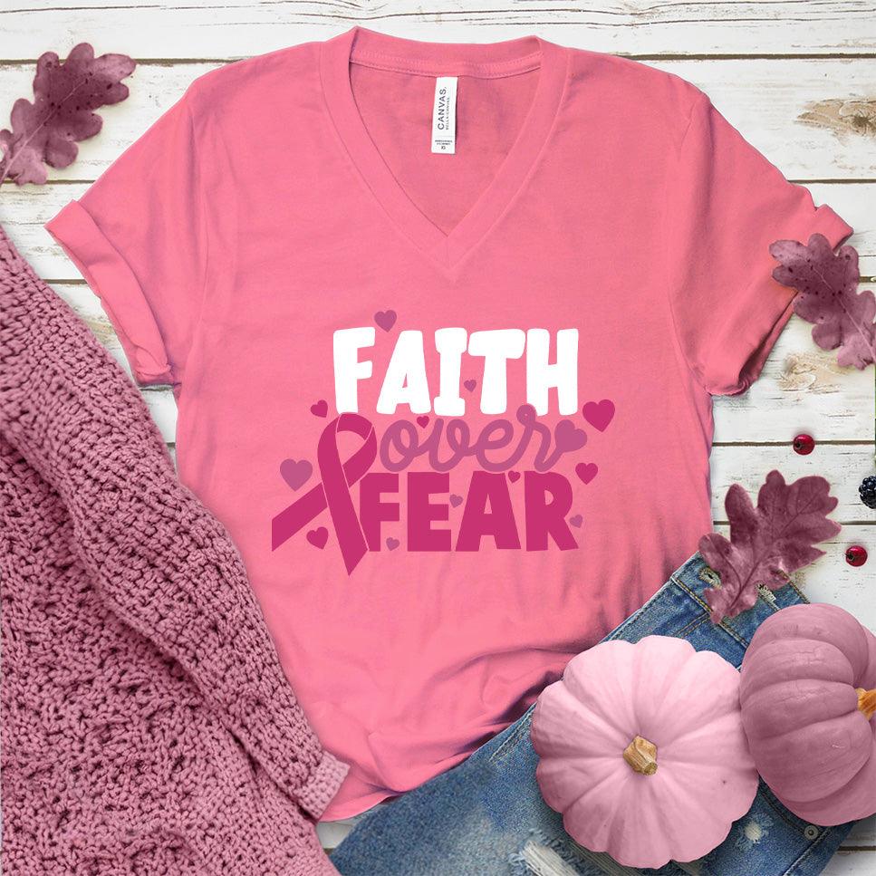Faith Over Fear Breast Cancer Awareness Colored Edition V-Neck - Brooke & Belle