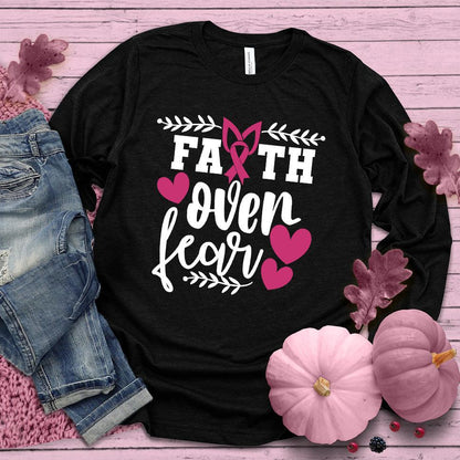 Faith Over Fear Breast Cancer Awareness Version 2 Colored Edition Long Sleeves - Brooke & Belle