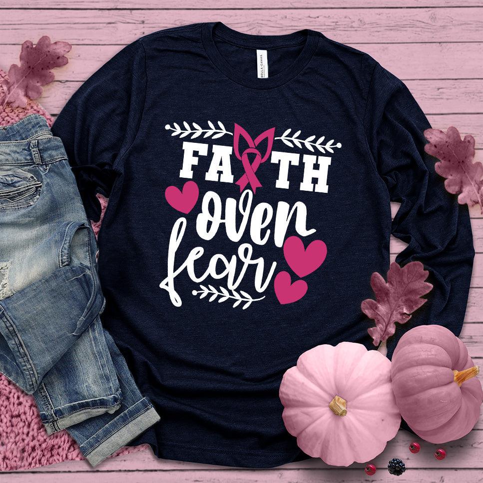 Faith Over Fear Breast Cancer Awareness Version 2 Colored Edition Long Sleeves - Brooke & Belle