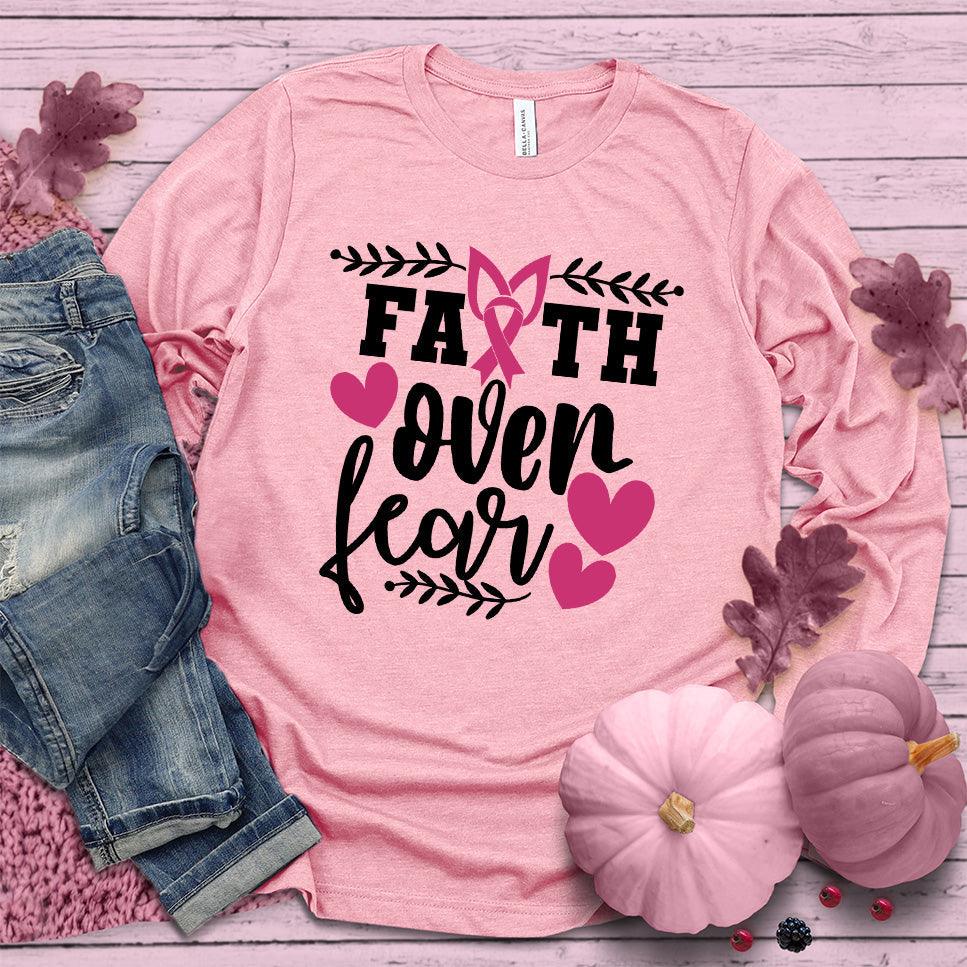 Faith Over Fear Breast Cancer Awareness Version 2 Colored Edition Long Sleeves - Brooke & Belle