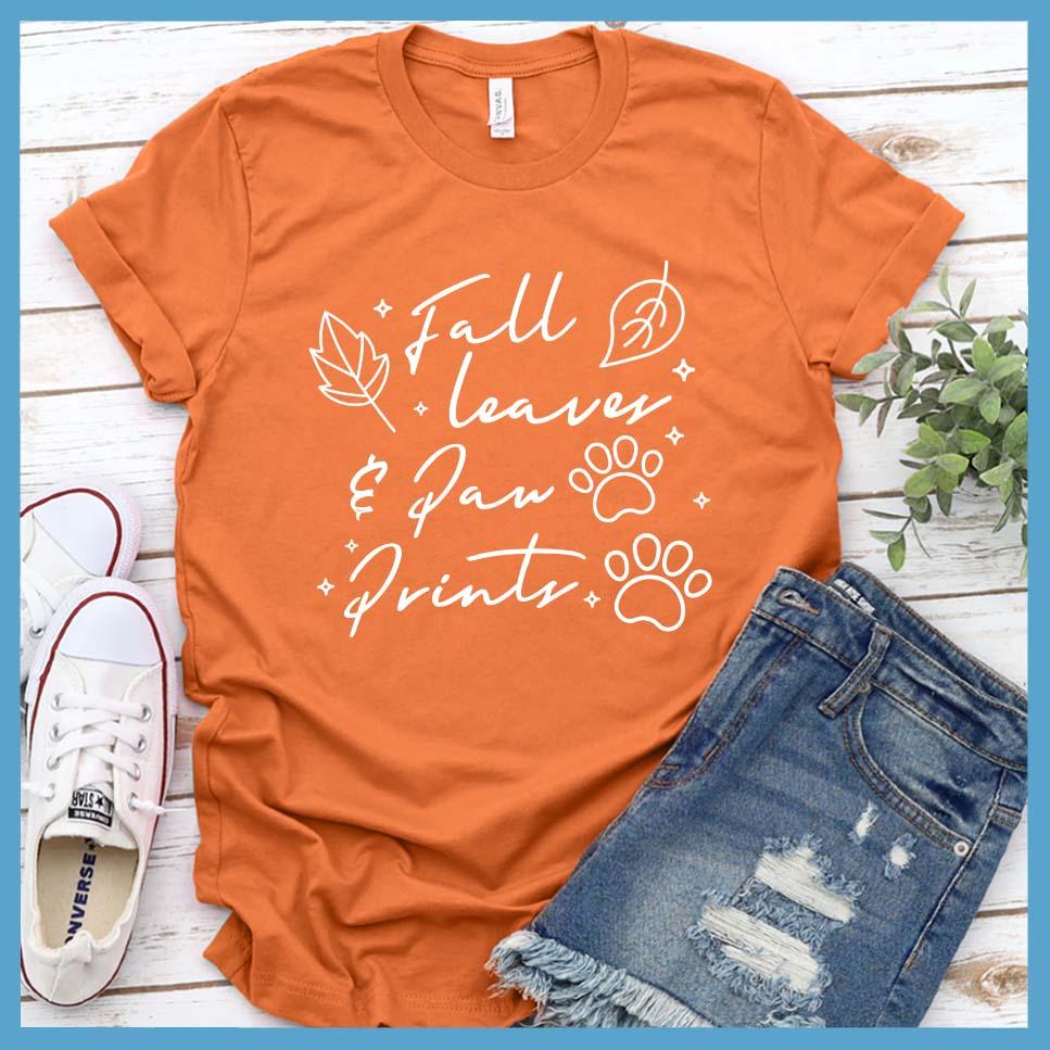 Fall Leaves And Paw Prints T-Shirt