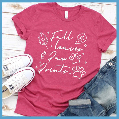 Fall Leaves And Paw Prints T-Shirt