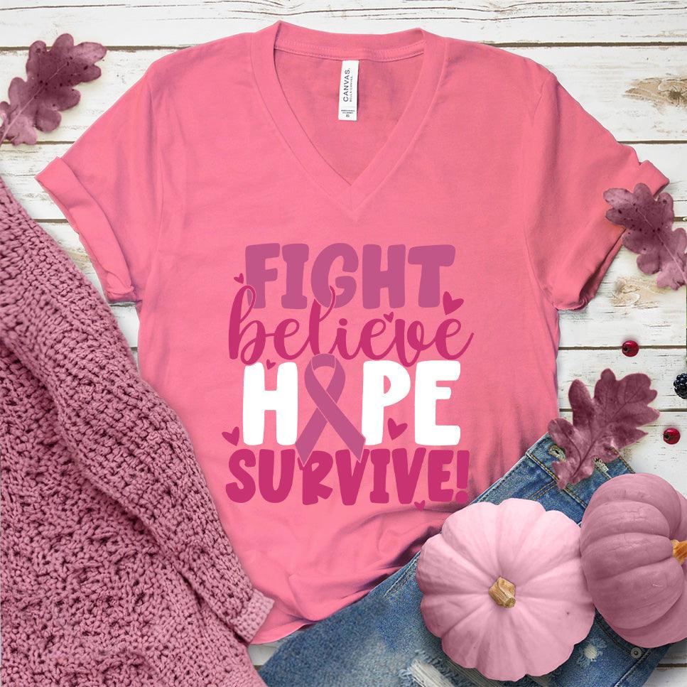 Fight Believe Hope Survive Colored Edition V-Neck - Brooke & Belle