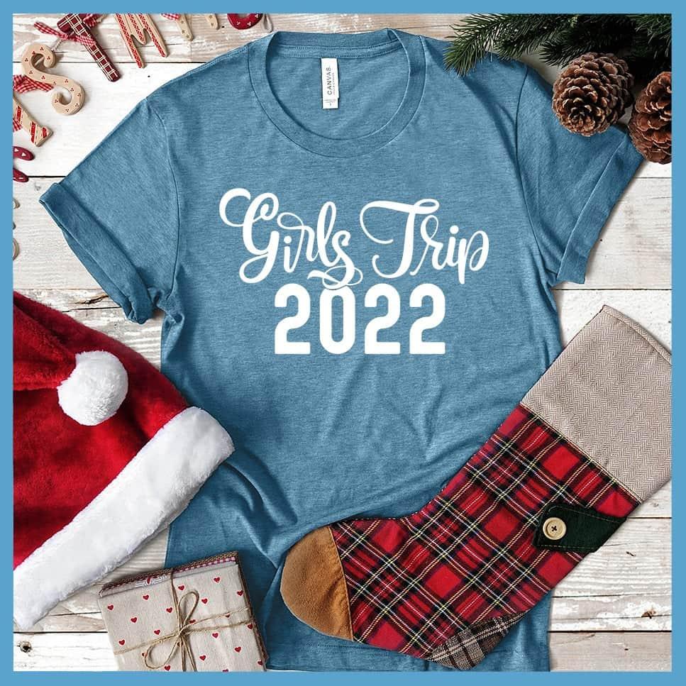 Girls Trip 2022 T-Shirt Heather Deep Teal - Commemorative Girls Trip 2022 graphic tee perfect for group travel and friendship bonds