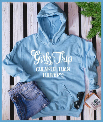 Girls Trip Hoodie Pacific Heather - Friendly group adventure-themed hoodie with fun slogan.