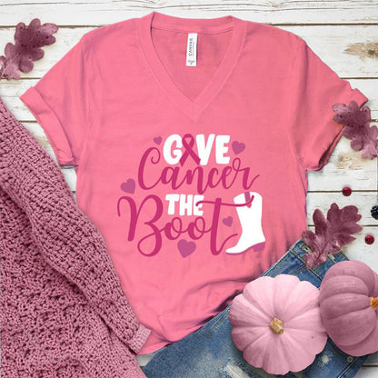 Give Cancer The Boot Colored Edition V-Neck - Brooke & Belle