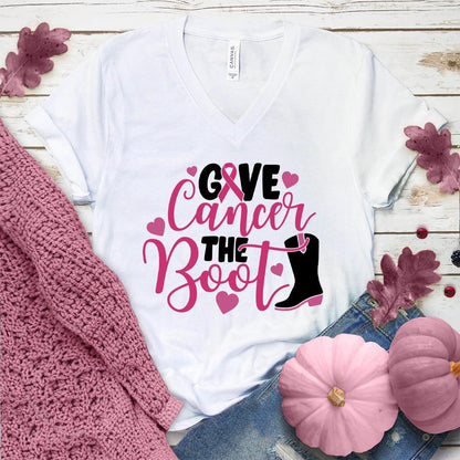 Give Cancer The Boot Colored Edition V-Neck - Brooke & Belle