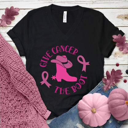Give Cancer The Boot Version 3 Colored Edition V-Neck - Brooke & Belle