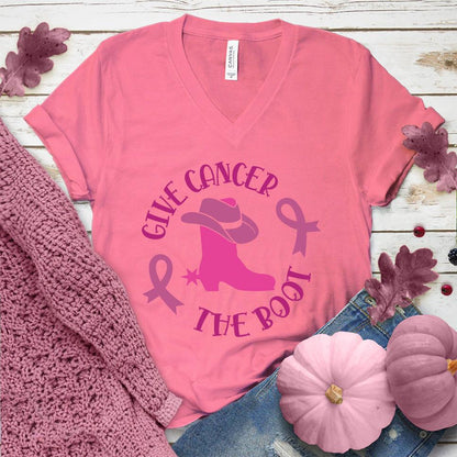 Give Cancer The Boot Version 3 Colored Edition V-Neck - Brooke & Belle