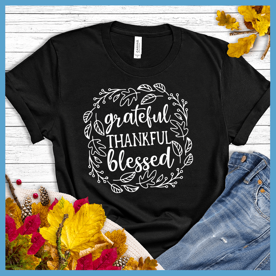 Grateful Thankful Blessed Fall Version T-Shirt - Brooke & Belle