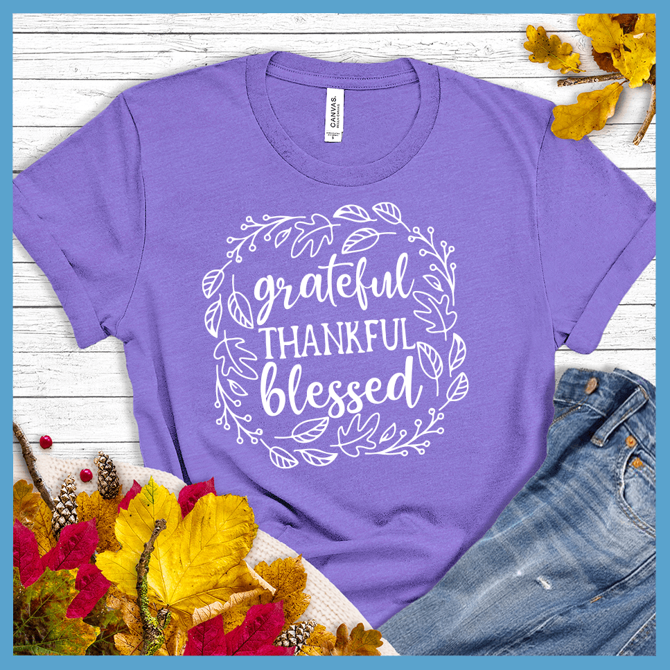 Grateful Thankful Blessed Fall Version T-Shirt - Brooke & Belle