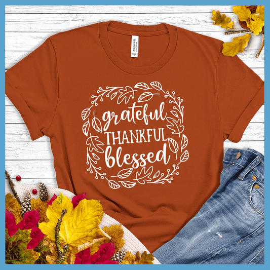 Grateful Thankful Blessed Fall Version T-Shirt - Brooke & Belle
