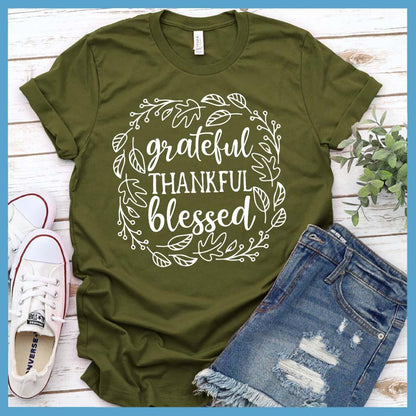 Grateful Thankful Blessed Fall Version T-Shirt - Brooke & Belle