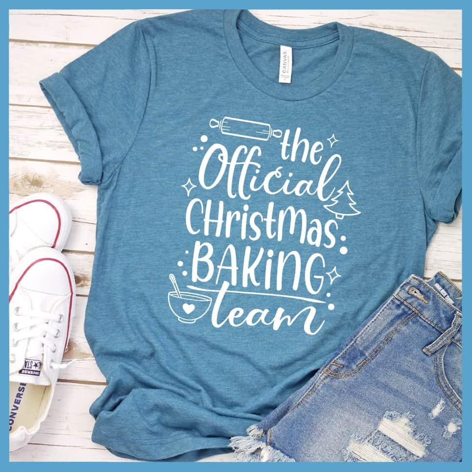 The Official Christmas Baking Team T-Shirt Heather Deep Teal - Festive baking team graphic tee with holiday-themed design