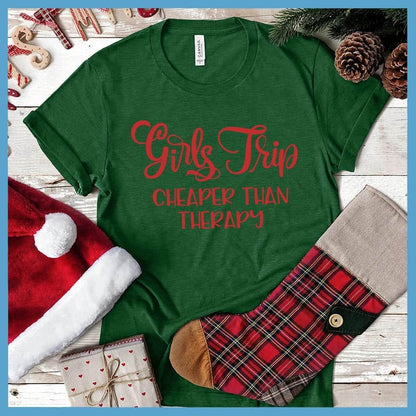 Girls Trip Colored Print Christmas Version T-Shirt Heather Grass Green - Festive Girls Trip themed Christmas t-shirt with fun quote design