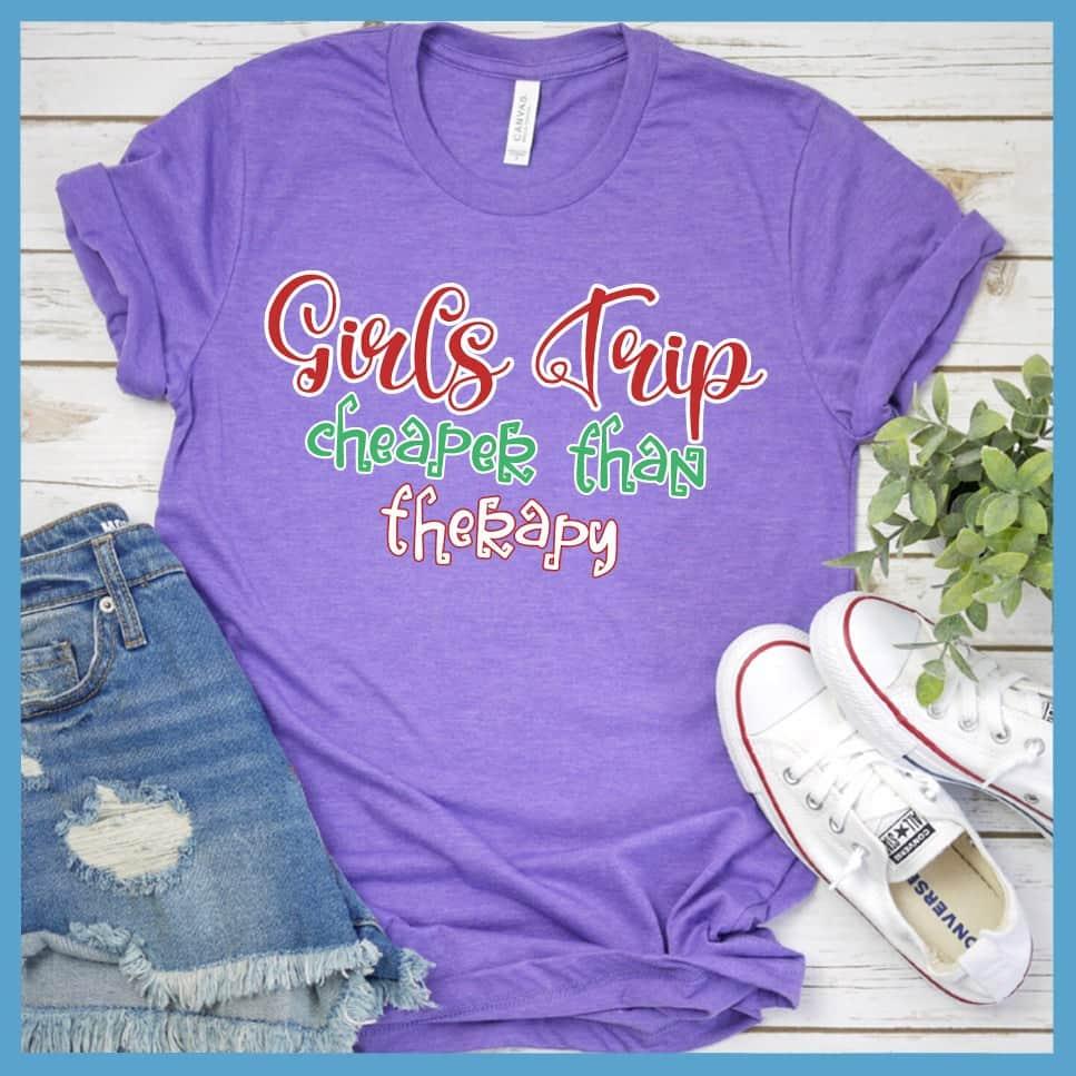 Girls Trip Colored Print Christmas Version 3 T-Shirt Heather Purple - Festive Girls Trip Christmas print tee with fun holiday slogan