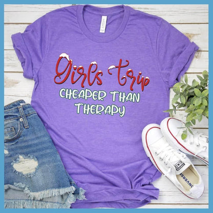 Girls Trip Colored Print Christmas Version 4 T-Shirt Heather Purple - Festive Girls Trip t-shirt with holiday-themed lettering and fun quote