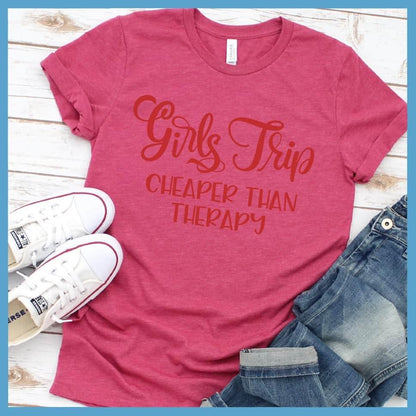 Girls Trip Colored Print Christmas Version T-Shirt Heather Raspberry - Festive Girls Trip themed Christmas t-shirt with fun quote design