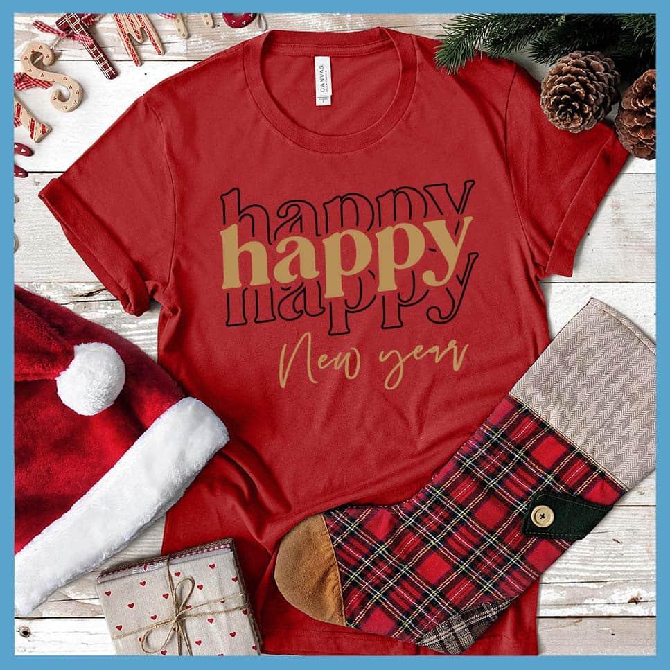 Happy New Year Colored Print T-Shirt