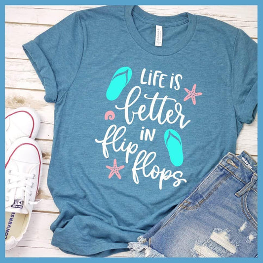 Life Is Better In Flip Flops Colored Print T-Shirt - Brooke & Belle