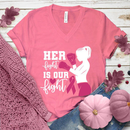 Her Fight Is Our Fight Colored Edition V-Neck - Brooke & Belle
