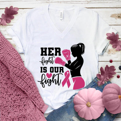 Her Fight Is Our Fight Colored Edition V-Neck - Brooke & Belle