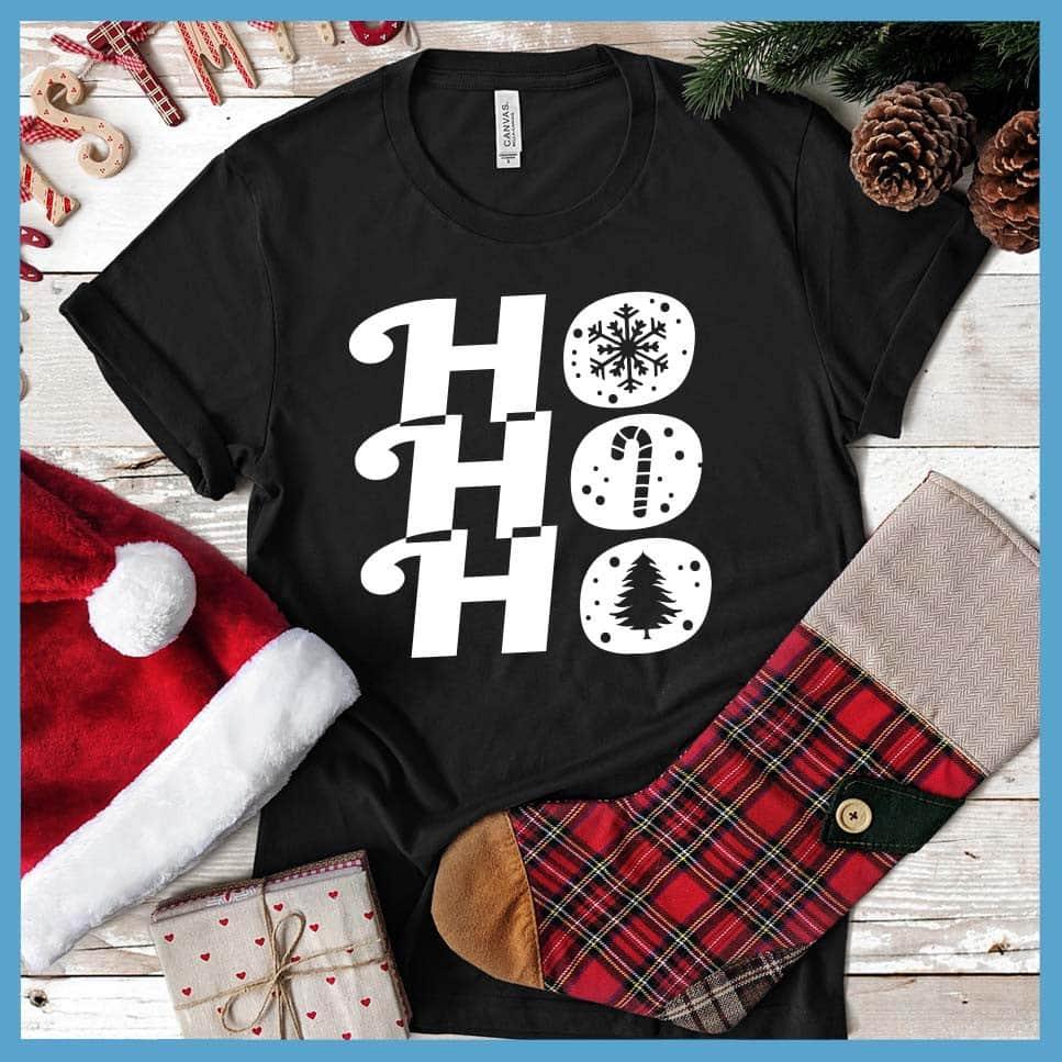 Ho Ho Ho T-Shirt Black - Festive 'Ho Ho Ho' holiday t-shirt with cheerful seasonal graphics