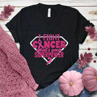 I Fight Cancer What's Your Superpower Colored Edition V-Neck - Brooke & Belle