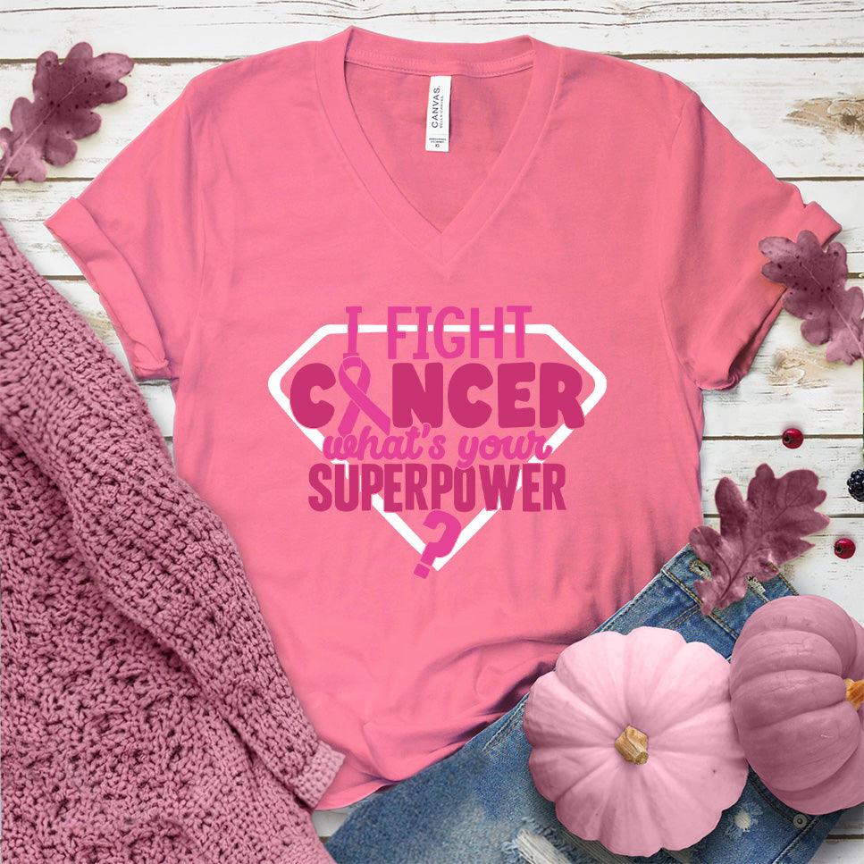 I Fight Cancer What's Your Superpower Colored Edition V-Neck - Brooke & Belle