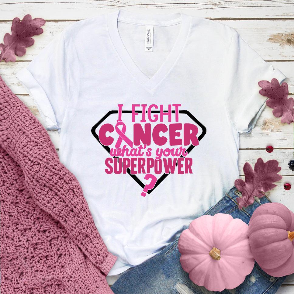 I Fight Cancer What's Your Superpower Colored Edition V-Neck - Brooke & Belle
