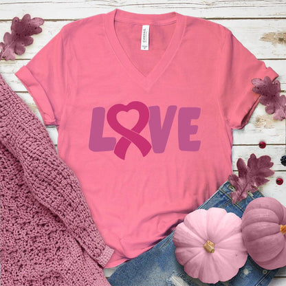 LOVE Pink Ribbon Colored Edition V-Neck - Brooke & Belle