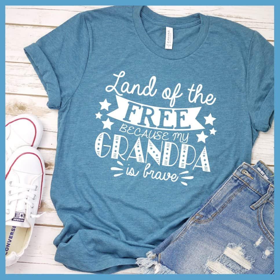 Land Of The Free Because My Grandpa is Brave T-Shirt - Brooke & Belle