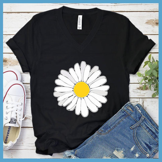 Large Daisy Version 1 Colored Print V-neck - Brooke & Belle