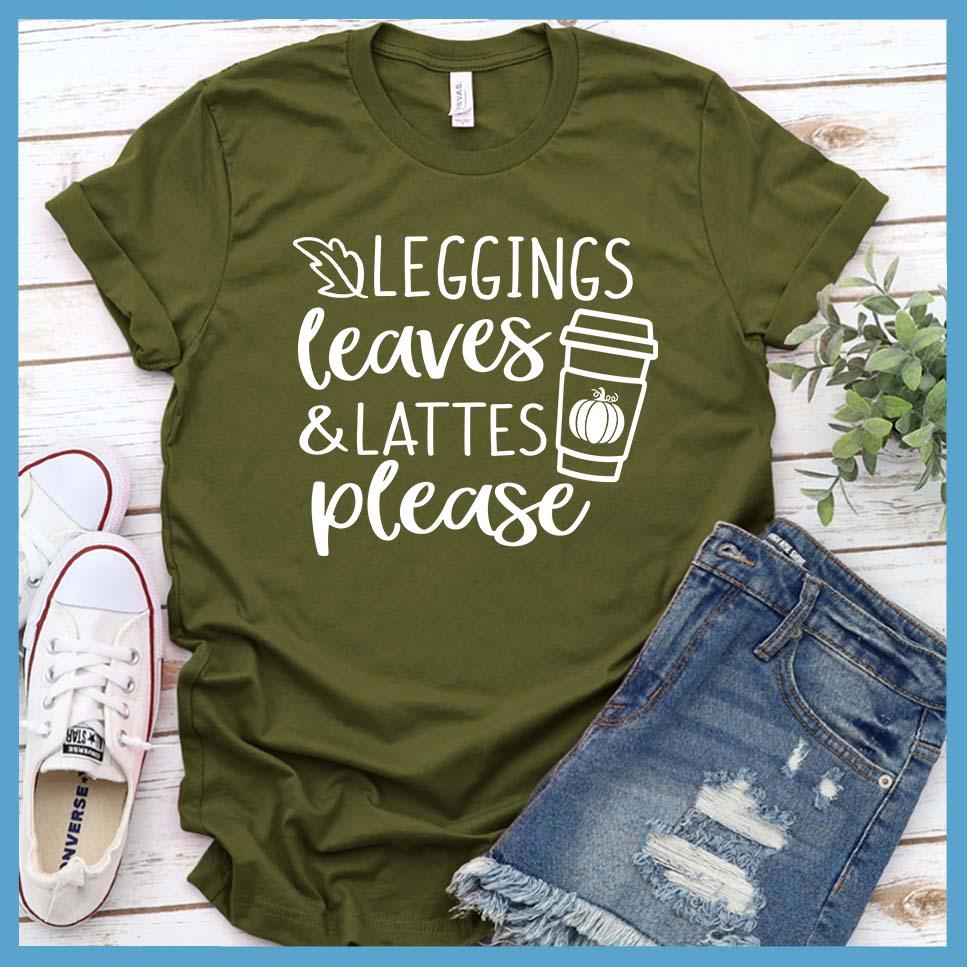Leggings Leaves and Lattes Please  T-Shirt