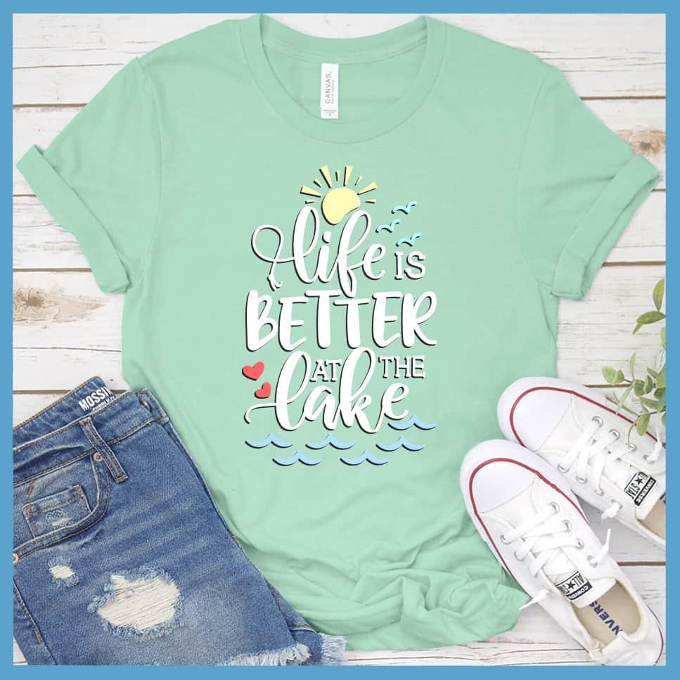Life Is Better At The lake Colored Print T-Shirt