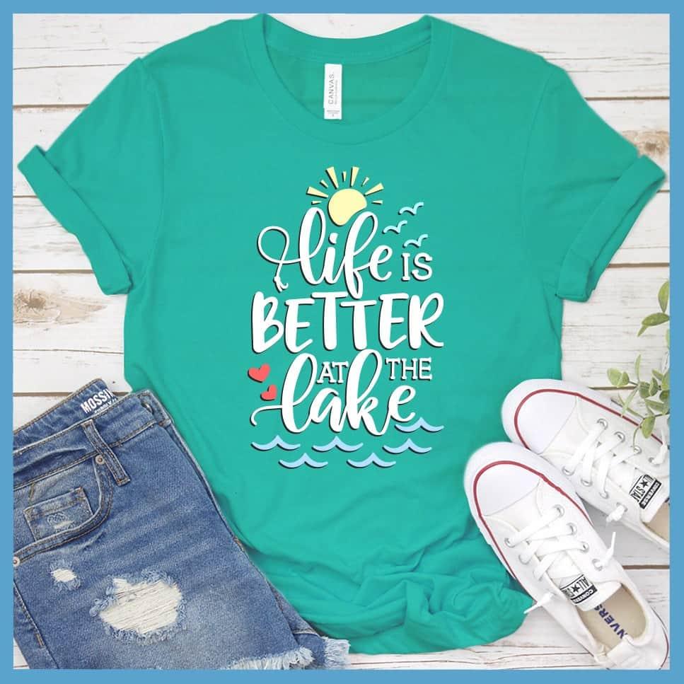 Life Is Better At The lake Colored Print T-Shirt
