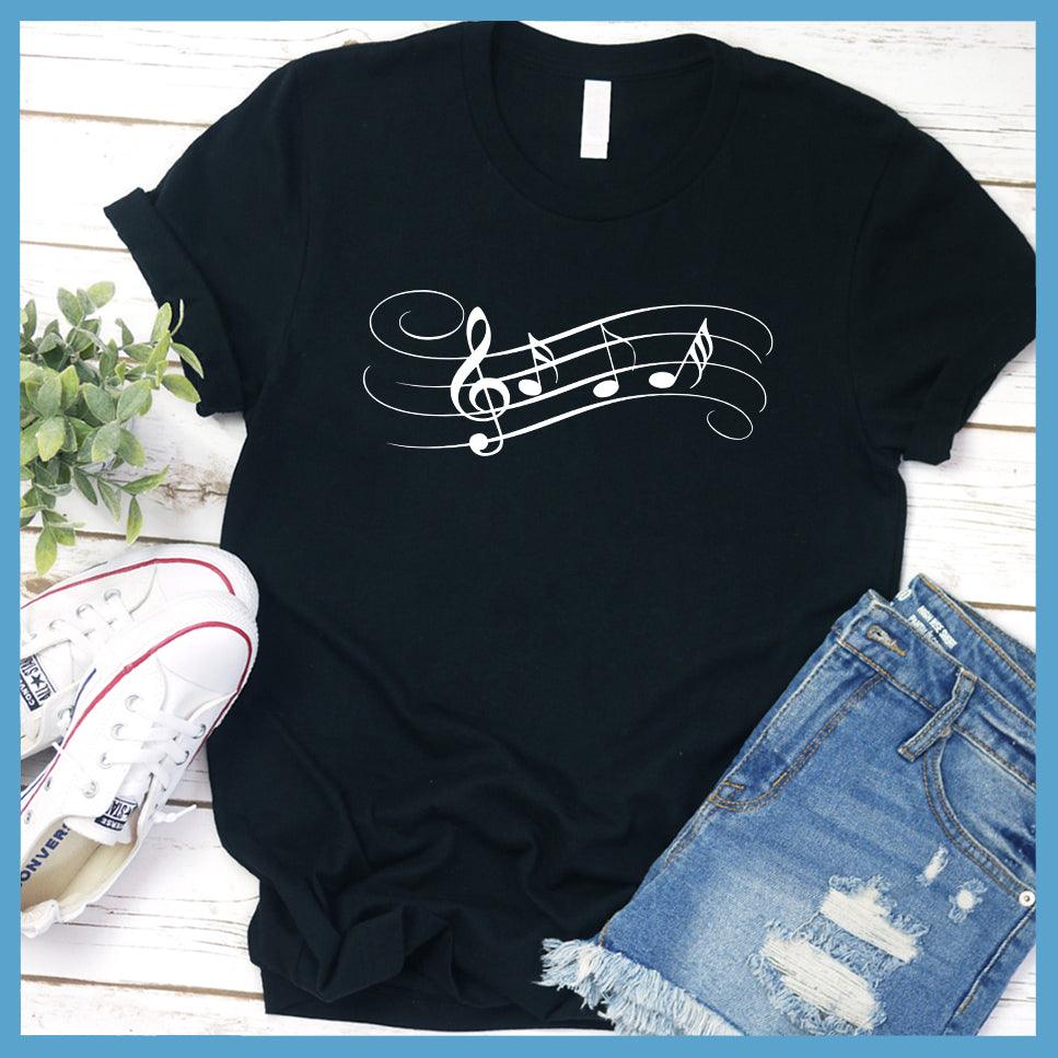 Musical Notes T-Shirt Black - Stylish Musical Notes T-Shirt with a creative music-themed design for fashion-forward individuals.