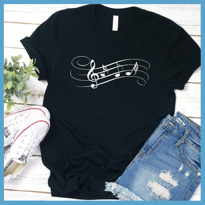 Musical Notes T-Shirt Black - Stylish Musical Notes T-Shirt with a creative music-themed design for fashion-forward individuals.