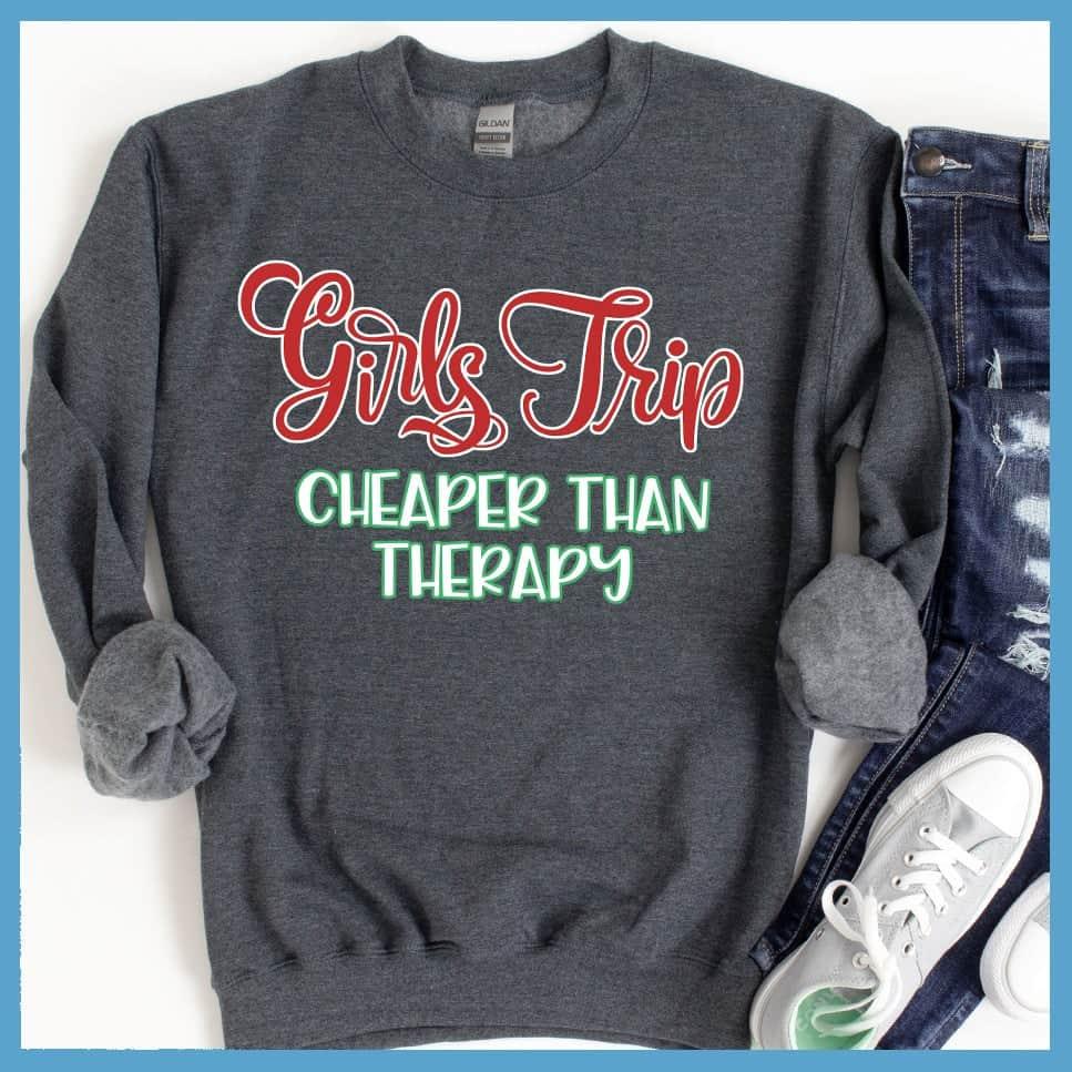 Girls Trip Colored Print Christmas Version 2 Sweatshirt Nickel - Festive Girls Trip holiday sweatshirt with cheerful Christmas slogan print