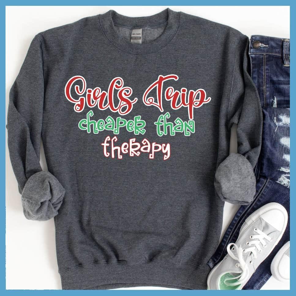 Girls Trip Colored Print Christmas Version 3 Sweatshirt Nickel - Festive girls trip themed Christmas sweatshirt with fun slogan design