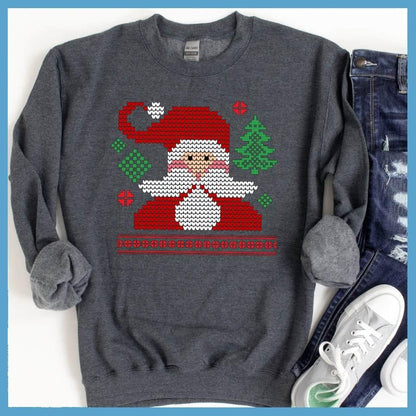 Pixelated Santa Ugly Christmas Colored Print Sweatshirt - Brooke & Belle